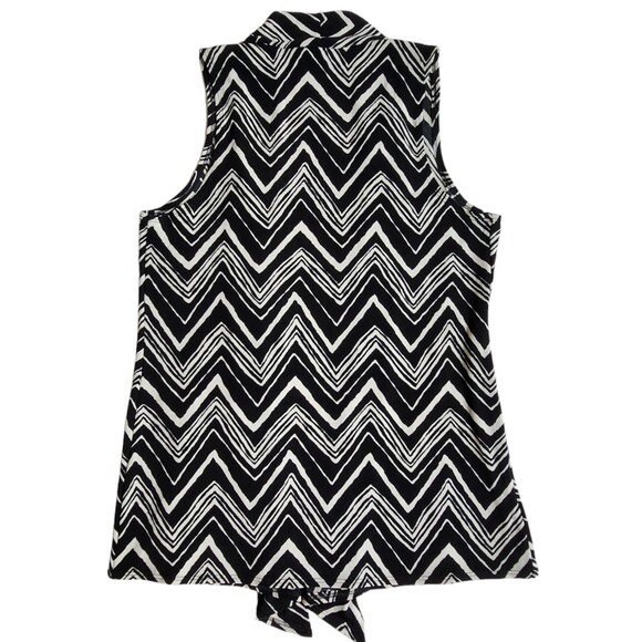 Travelers by Chico's black white chevron print open front cardigan vanity sz 0 - Picture 3 of 10